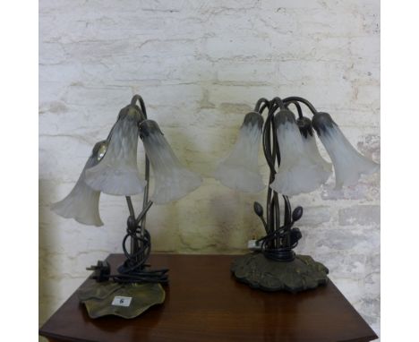 Two modern Art Nouveau style floral lamps