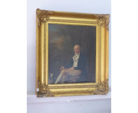 English School - circa 1800 - An oil on canvas - A portrait of Algernon Percy, 1st Earl of Beverley 1750 - 1830 seated beside