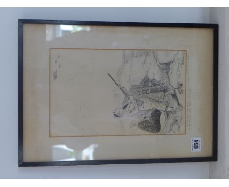 Leslie P Marchant - A humorous print with white highlights - shortsighted sportsman for punch - 29 cm x 18 cm 
