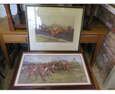John King print - Artist signed with additional margin pencil drawings of Cheltenham Gold Cup winner Arkle with Pat Taaffe ri