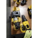 LOT OF DEWALT CORDLESS TOOLING: (1) right angle drill & (1) impact drill, both 18 v., battery