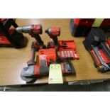 LOT OF DEWALT CORDLESS TOOLING: (1) right angle drill, (1) impact, (1) right angle grinder, (1)