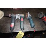LOT OF GRINDERS: (1) Bosch & (2) Metabo, all corded, 4-1/2"