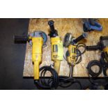 LOT OF GRINDERS, DEWALT, corded, (2) 4-1/2" & (1) 6"