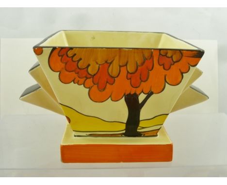 CLARICE CLIFF "FANTASQUE BIZARRE" BOWL of Deco angular form, pattern no. 515, with ceramic rose for the interior, painted "Ho