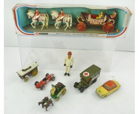 A "CORGI" 1902 STATE LANDAU - THE QUEENS SILVER JUBILEE 1977, in original box, together with other COLLECTOR'S VEHICLES 