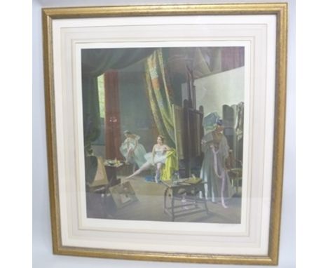 AFTER LEONARD CAMPBELL TAYLOR Ballet Dancers in an Artist's Studio, colour Print, signed in pencil by the Artist, published F
