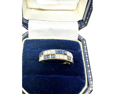 18ct gold diamond &amp; sapphire two row ring (3.5g)