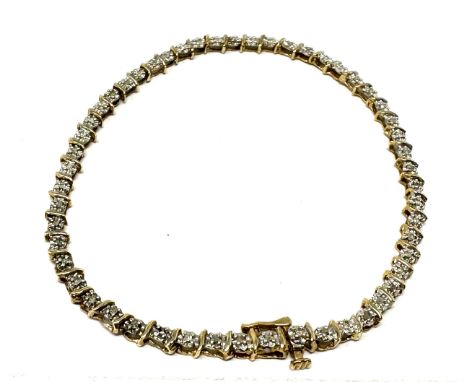 9ct gold diamond tennis bracelet (4.8g)