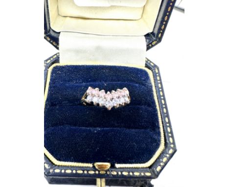 9ct gold pink &amp; blue gemstone ring 1.3g