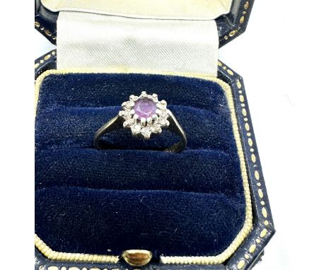 9ct gold amethyst &amp; diamond ring 2.2g