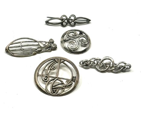 5 X .925 Scottish/Celtic Design Brooches (36g)