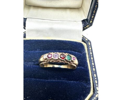 9ct gold ring inc. diamond, ruby, emerald, garnet &amp; amethyst (3.4g)