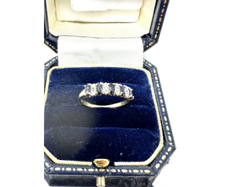 9ct gold diamond and sapphire 5 stone ring (1.3g)