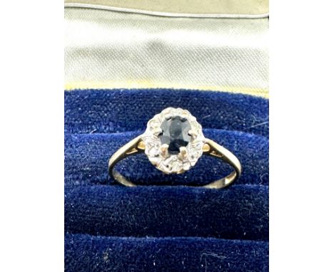 9ct gold sapphire &amp; diamond ring 1.6g