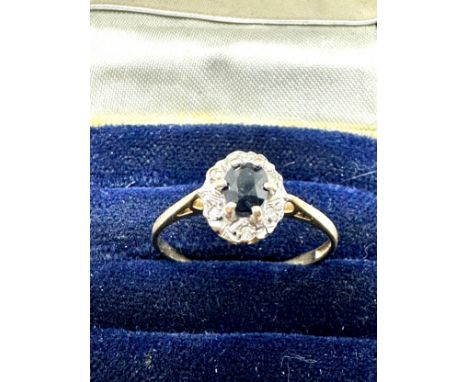 9ct gold sapphire &amp; diamond ring 1.6g