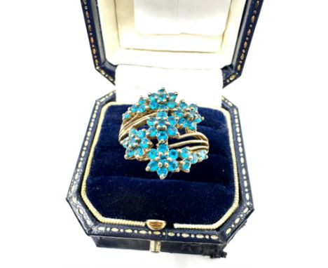 9ct gold blue gemstone ring (4g)