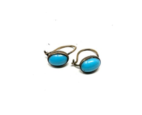 9ct gold paired turquoise bezel earrings (0.8g)