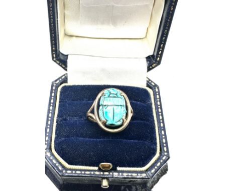 9ct gold antique scarab ring (3.5g)