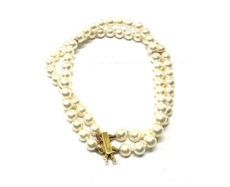 9ct gold clasp cultured pearl bracelet (15g)