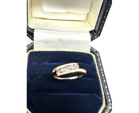 9ct gold pink sapphire &amp; diamond ring 1.8g