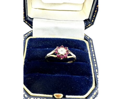 9ct gold ruby and diamond cluster dress ring (1.4g)