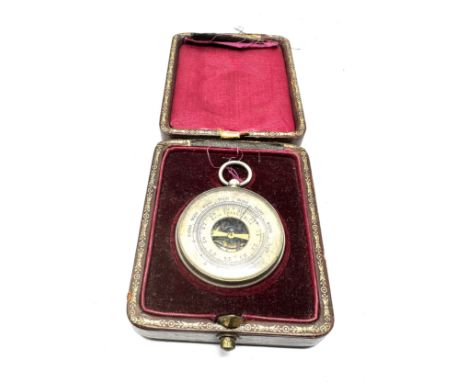 Boxed antique pocket barometer 