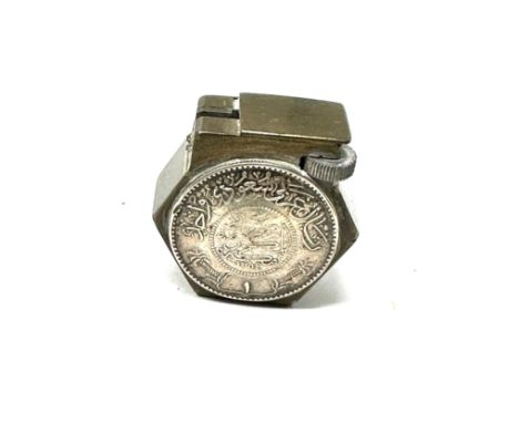 Vintage silver coin set cigarette lighter 