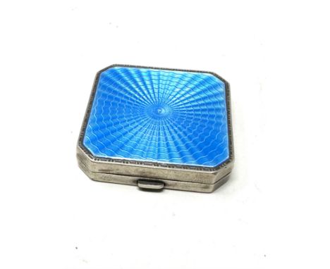 Small silver &amp; enamel compact internal mirror cracked 