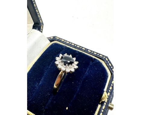 9ct gold diamond &amp; sapphire dress ring