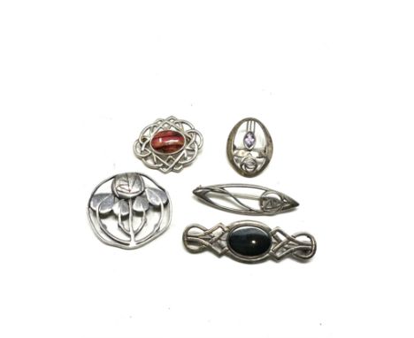 5 X .925 Scottish/Celtic Design Brooches (32g)
