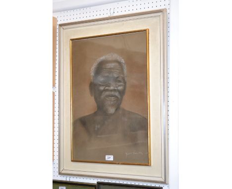 Maurice Sinclair
Makhulu Bas, Portrait of an Aborigine
signed, charcoal and chalk, 54cm x 38.5cm