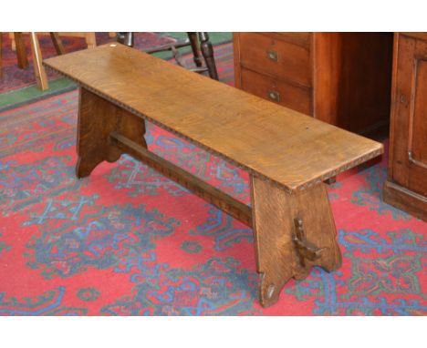 A Monastic oak bench signed with a nail by Tom Spencer