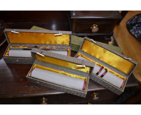 A Chinese scroll; others, boxed (4)