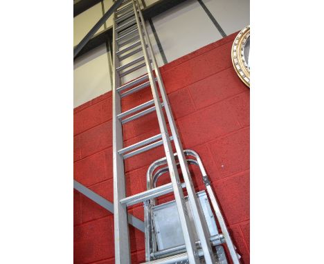 Two aluminium step ladders; a 34 rung ladder