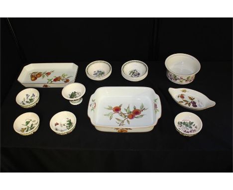 Three Royal Worcester serving dishes together with a number of Portmeirion Botanic Garden bowls, (Qty)