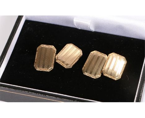 Pair of gilt metal cufflinks, engine turned