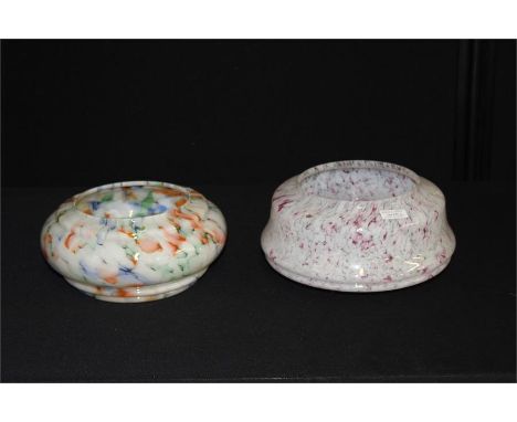 Two coloured glass light shades, (2)