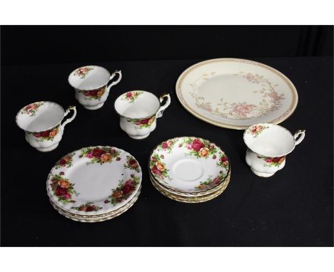 Royal doulton Lisette dinner plate together with a Royal Albert bone china part tea service, old country roses pattern (qty)