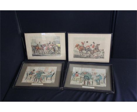 Two hunting prints, "Throwing off...Not so easy" and "Going home...Apology for damage done", two prints from "A quiet game at