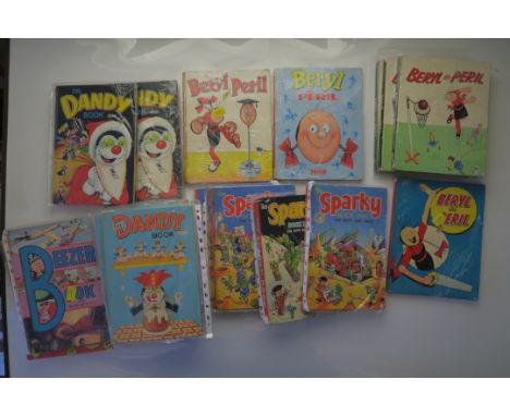Beryl the Peril vintage comic annuals including 1967 x3, 1962, 1959, 1969, plus Sparky annuals 1967, 1968 x2, and 1969 plus T