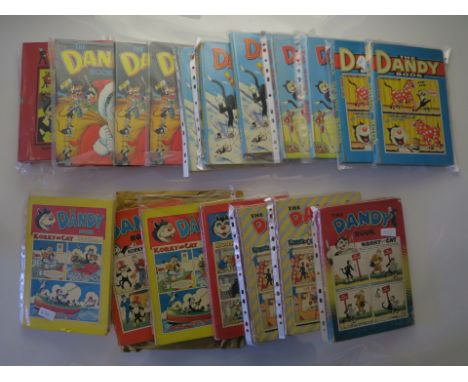 The Dandy Book 1954, 1955, 1956 x 2, 1957, 1958 x 2, plus facsimile 1939 annual and 2010, plus vintage Dandy annuals 1968 x2,