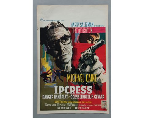 "The Ipcress File" starring Michael Caine Belgian film poster dated "Dec 1965" with stamp, folded 14 x 21 inch. (1)