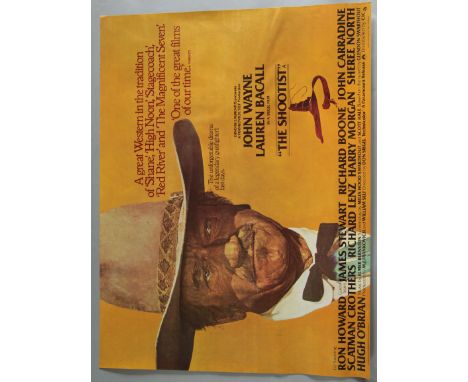 THE SHOOTIST 1976 first release rolled condition great Western British Quad film poster starring John Wayne printed by W. E. 