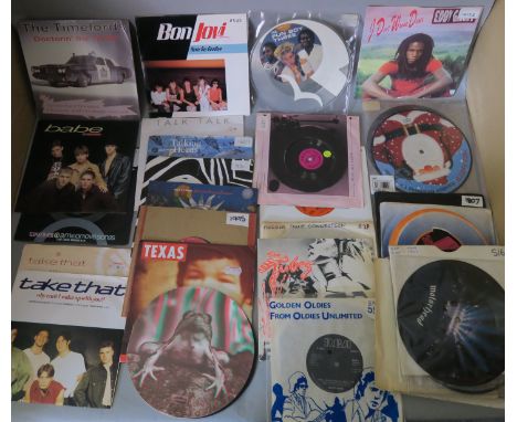 Two boxes of 7" vinyl singles including U2 - Pride, Sunday Bloody Sunday, With or without you, Where the Streets have no Name