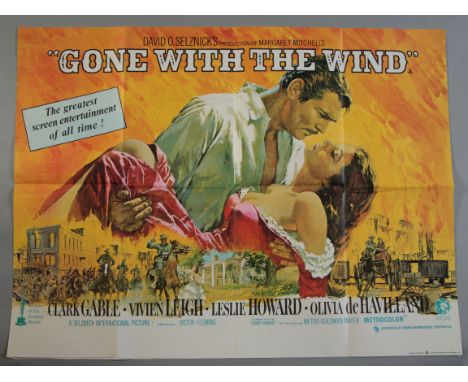 British Quads film posters including Gone With the Wind RR with art by Terpning, Doctor Zhivago RR, Ben Hur RR, The Ten Comma