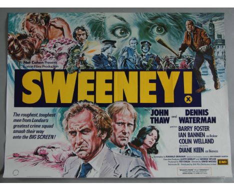 SWEENEY 1975 X Certificate tri-folded first release British Quad film poster with art by Frank Langford of Dennis Waterman & 