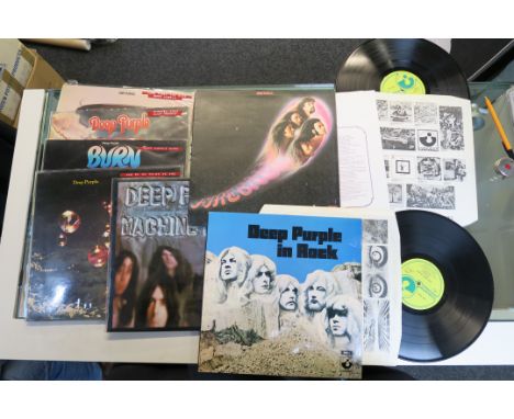 Seven Deep Purple LPs including In Rock SHVL 777 in Stereo, Machine Head TPSA 7504, Fireball SHVL 793 with lyric insert, Who 