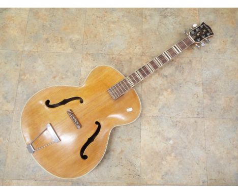 A vintage Hofner archtop Guitar, circa 1960s, with bound F holes, double bound body and a type 72/20 Committee bridge, the ne
