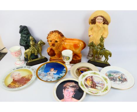 Lot comprising ceramics to include Royal Doulton, Goebel, Hornsea, two brass and cast iron door stops and other. [W]

NOTE: T